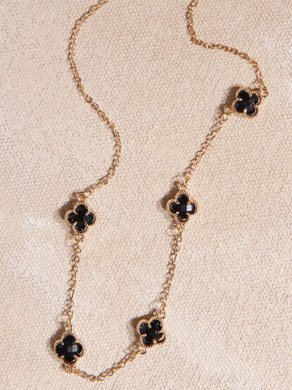 Black Crystal Clover Choker - TULLABEE