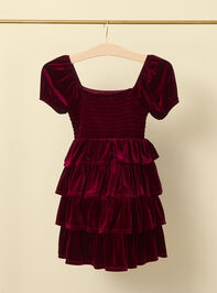 Adela Tiered Velvet Youth Dress Detail 3 - TULLABEE
