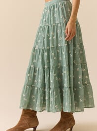 Jackie Embroidered Midi Skirt Detail 4 - TULLABEE