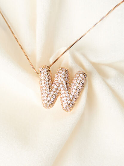 18K Gold Monogram Charm Necklace - W - TULLABEE