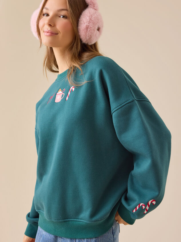 Hot Cocoa Recipe Sweatshirt Detail 3 - TULLABEE