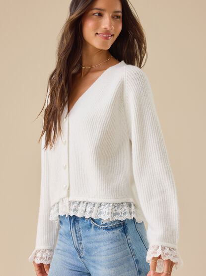 Salome Lace Trim Cardigan - TULLABEE