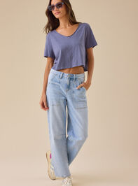 Charly Lace Trim Cropped Tee Detail 3 - TULLABEE