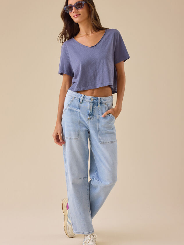 Charly Lace Trim Cropped Tee Detail 3 - TULLABEE