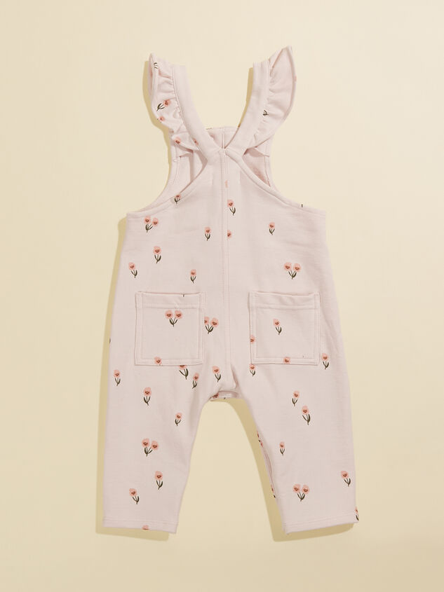 Chloe Toddler Floral Ruffle Overalls Detail 3 - TULLABEE