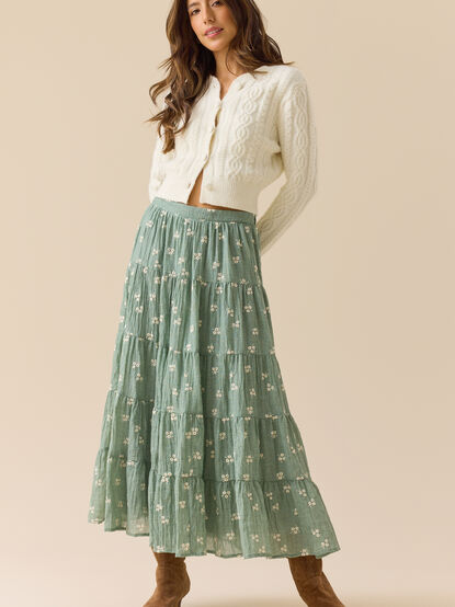Jackie Embroidered Midi Skirt - TULLABEE
