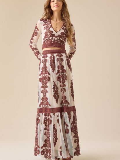 Arissa Floral Embroidered Maxi Skirt - TULLABEE