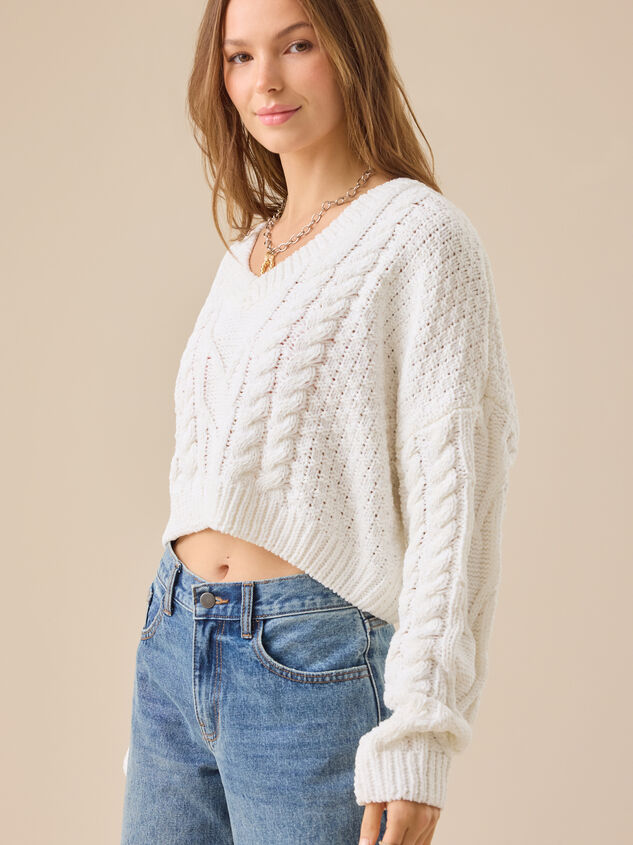 Paisley Boxy Cable Sweater Detail 4 - TULLABEE