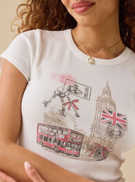 London Postage Stamp Baby Tee Detail 2 - TULLABEE