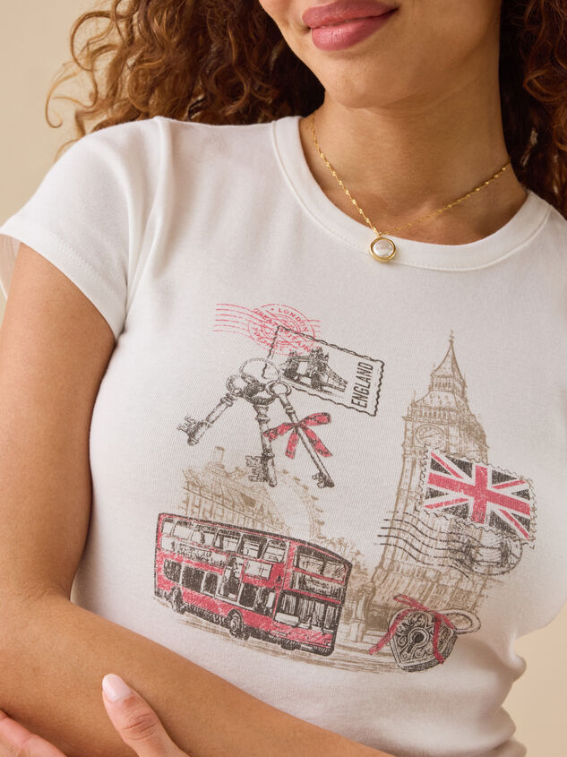 London Postage Stamp Baby Tee Detail 2 - TULLABEE