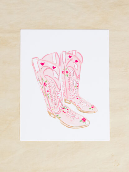 Pink Cowgirl Boots Print - TULLABEE