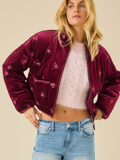 Freya Velvet Floral Embroidered Jacket - TULLABEE
