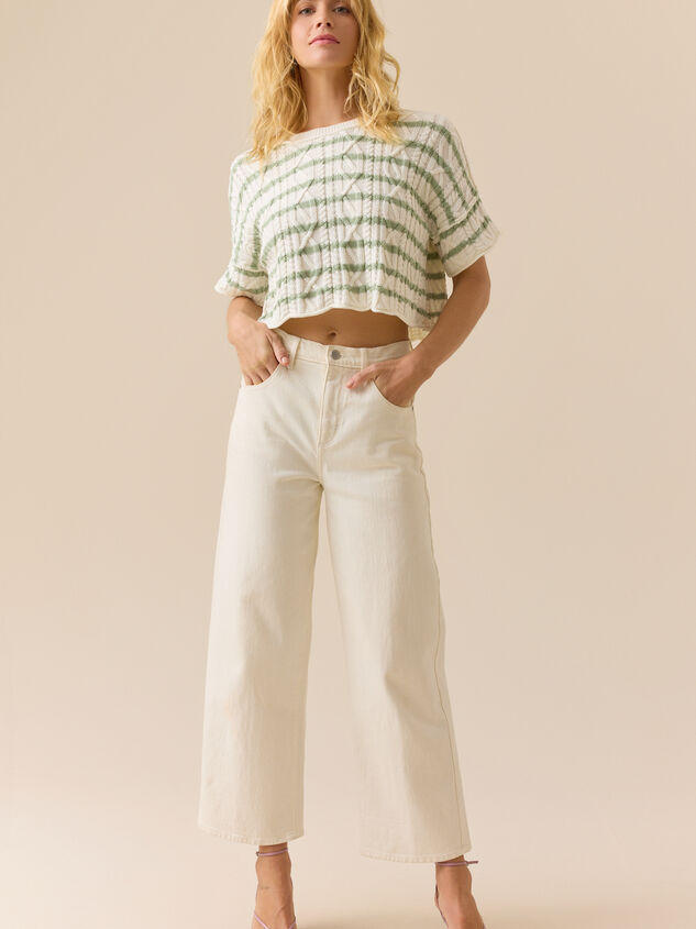 Macy Cable Crop Striped Sweater Detail 3 - TULLABEE