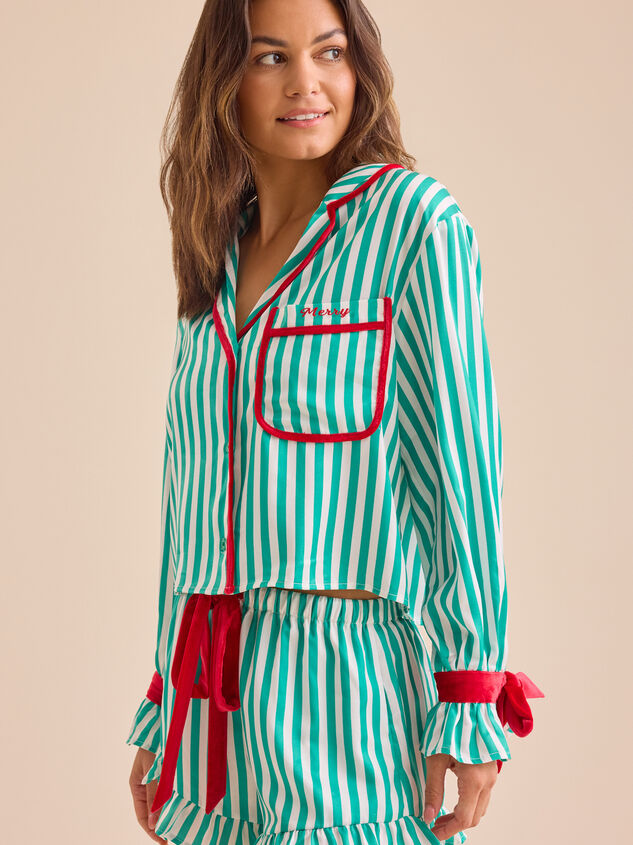 Aspen Striped Sleep Top Detail 4 - TULLABEE