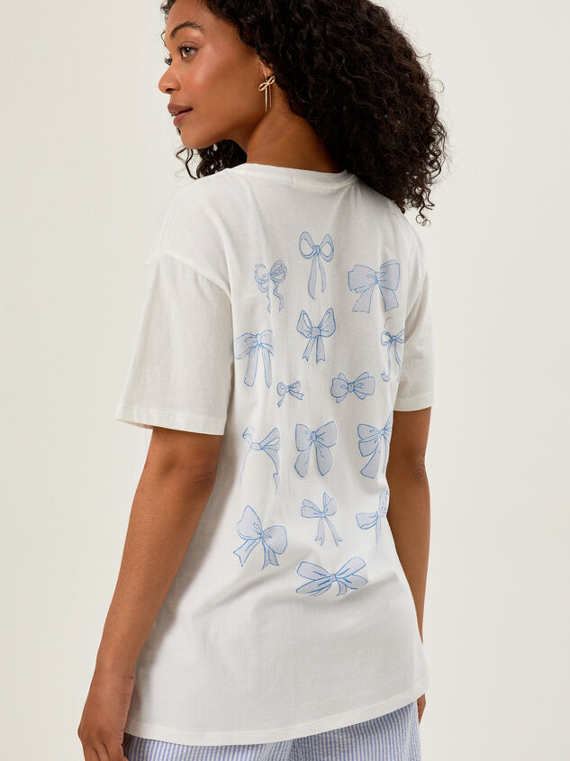 Blue Bow Graphic Tee Detail 4 - TULLABEE