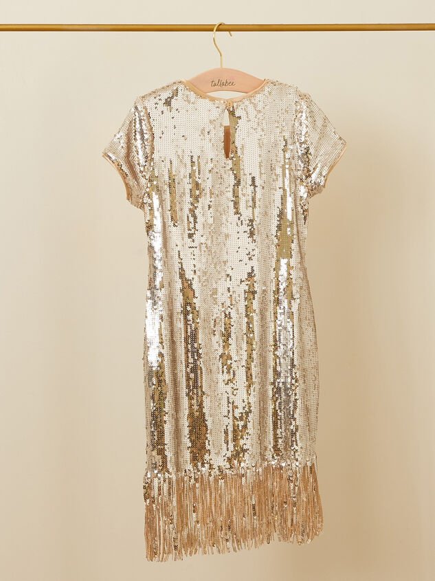 Allison Sequin Fringe Youth Dress Detail 3 - TULLABEE