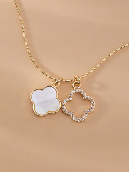 18K Gold Double Clover Necklace - TULLABEE