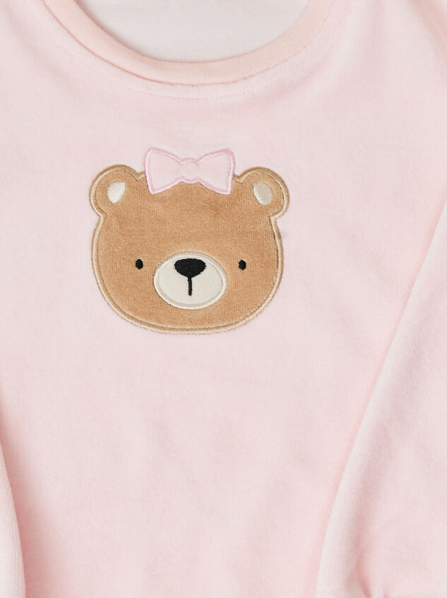 Blissful Bear Velour Top and Pants Baby Set Detail 3 - TULLABEE