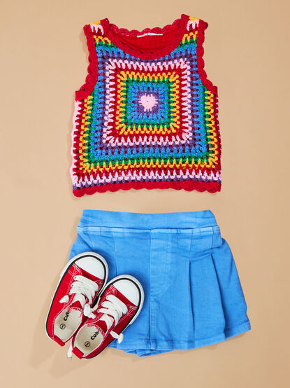 Vanessa Crochet Top and Pleated Skort Set - TULLABEE