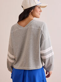 Hold Up Varsity Tee Detail 3 - TULLABEE