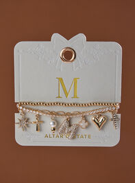 Bubble Monogram Charm Bracelet Set - M - TULLABEE