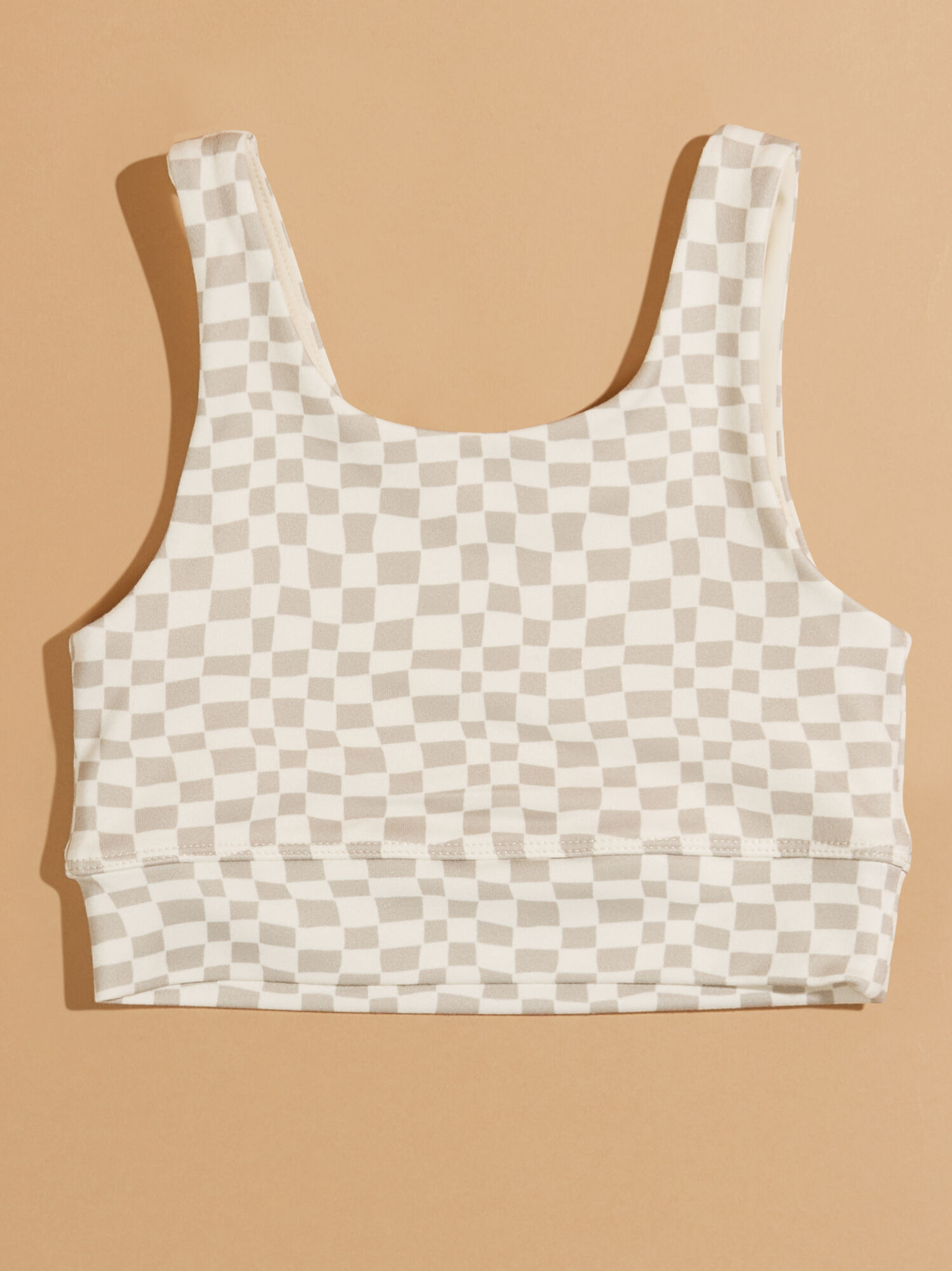 White Lanie Checkered Sports Bra by Rylee + Cru