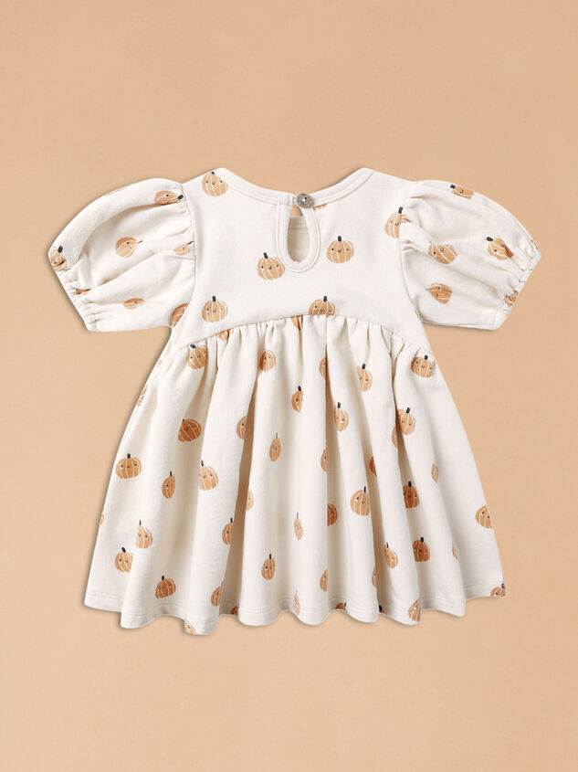 Smiley Pumpkin Babydoll Dress by Quincy Mae Detail 2 - TULLABEE
