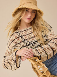 Kalliope Crochet Striped Sweater - TULLABEE