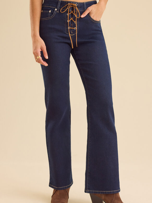 Collins Lace Up Jeans Detail 3 - TULLABEE