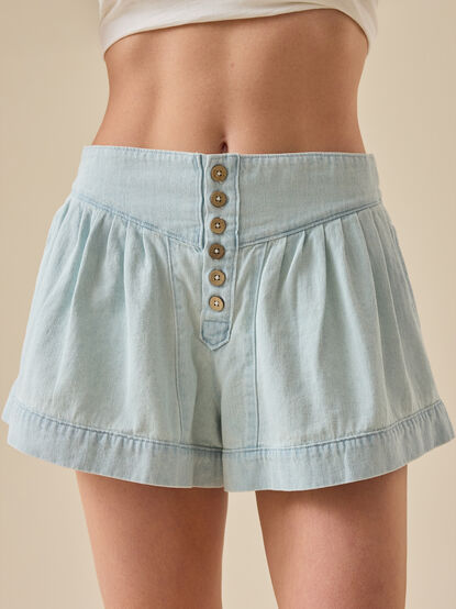June Button Up Denim Short - TULLABEE