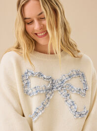 Chandler Gingham Bow Pullover Detail 2 - TULLABEE