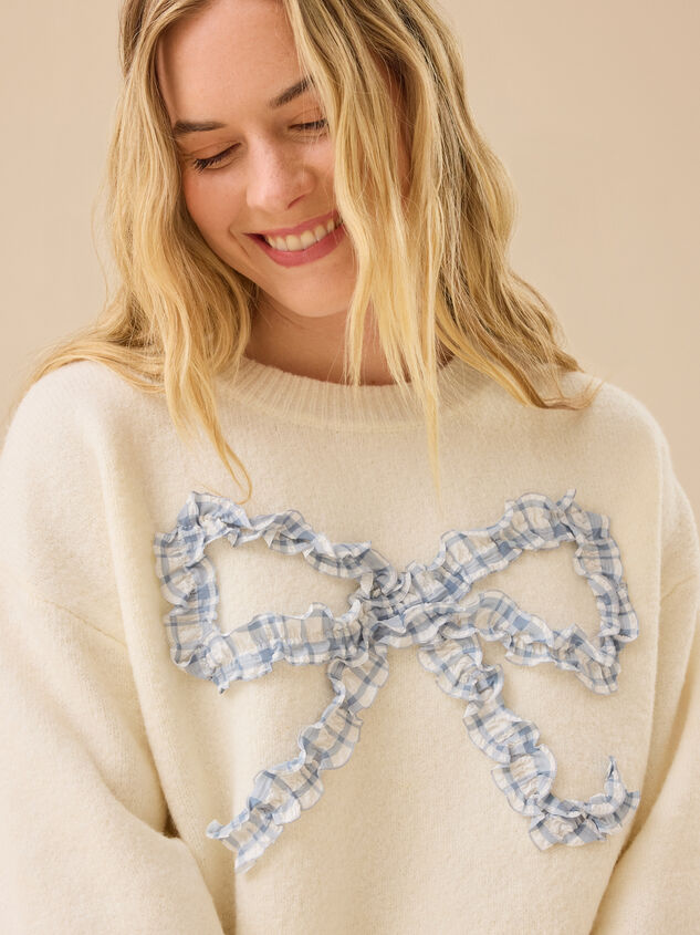Chandler Gingham Bow Pullover Detail 2 - TULLABEE