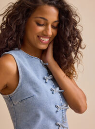 Willa Bow Denim Vest Detail 2 - TULLABEE