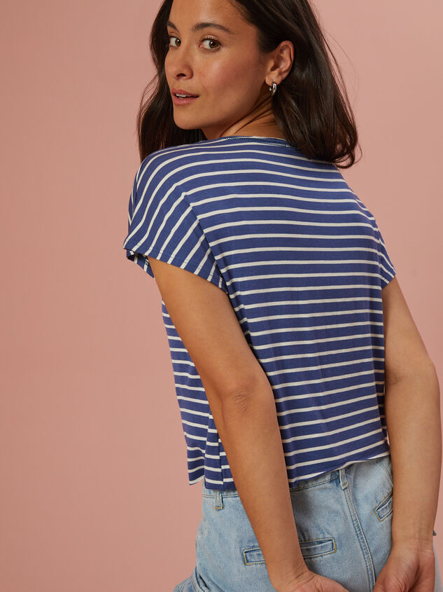 Summer Striped Muscle Tee Detail 3 - TULLABEE