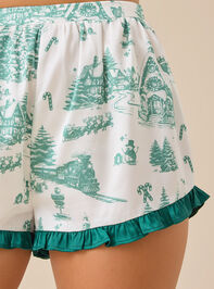 Noelle Satin Christmas Sleep Shorts Detail 4 - TULLABEE