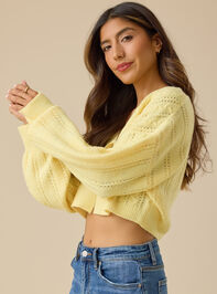Quinn Cable Tie Front Cardigan Detail 2 - TULLABEE
