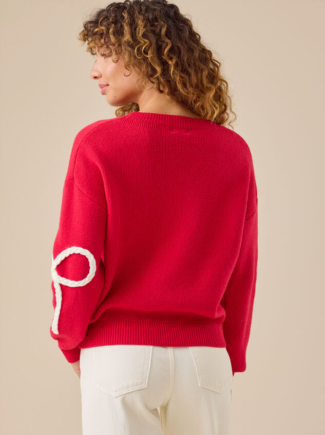Braided Bow Christmas Mama Sweater Detail 5 - TULLABEE