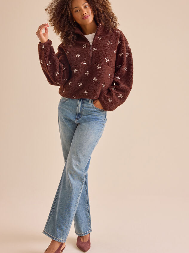 Leanna Sherpa Bow Pullover Detail 3 - TULLABEE