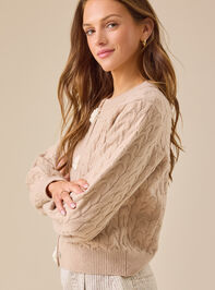 Rose Cable Knit Flower Cardigan Detail 3 - TULLABEE