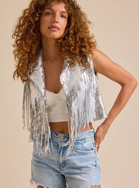 Celeste Sequin Fringe Vest Detail 2 - TULLABEE