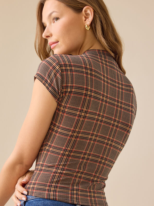 Presley Plaid Mesh Top Detail 5 - TULLABEE