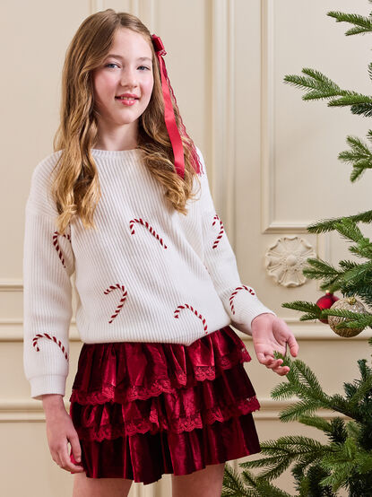 Candy Cane Cozy Youth Sweater - TULLABEE