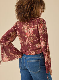Serenity Floral Tie Front Top Detail 5 - TULLABEE