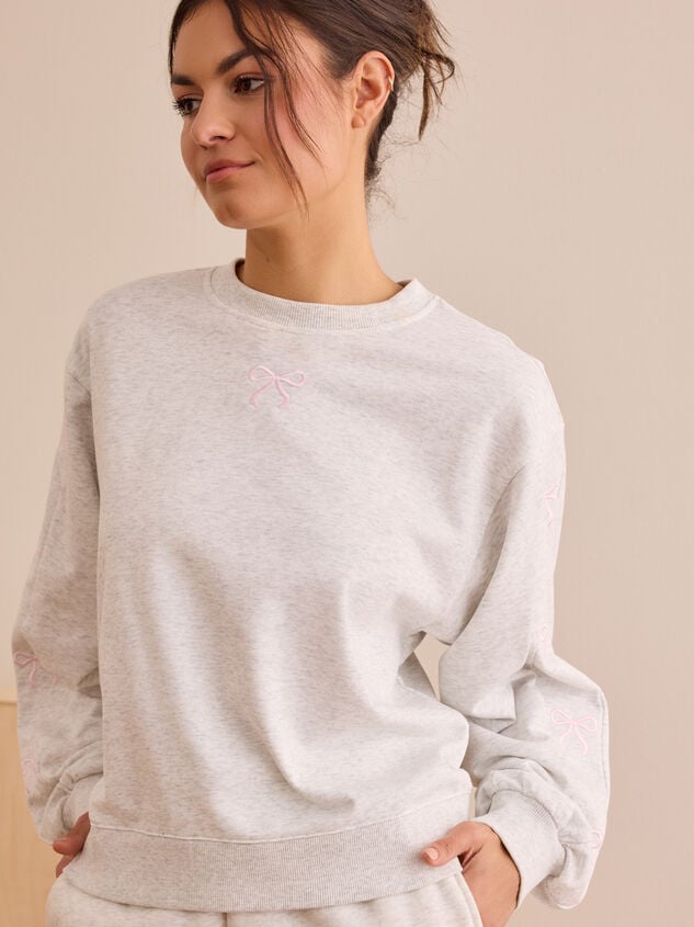 Unwind Time Embroidered Bow Pullover - TULLABEE