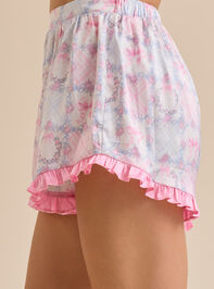 Kira Floral Bow Sleep Shorts Detail 4 - TULLABEE