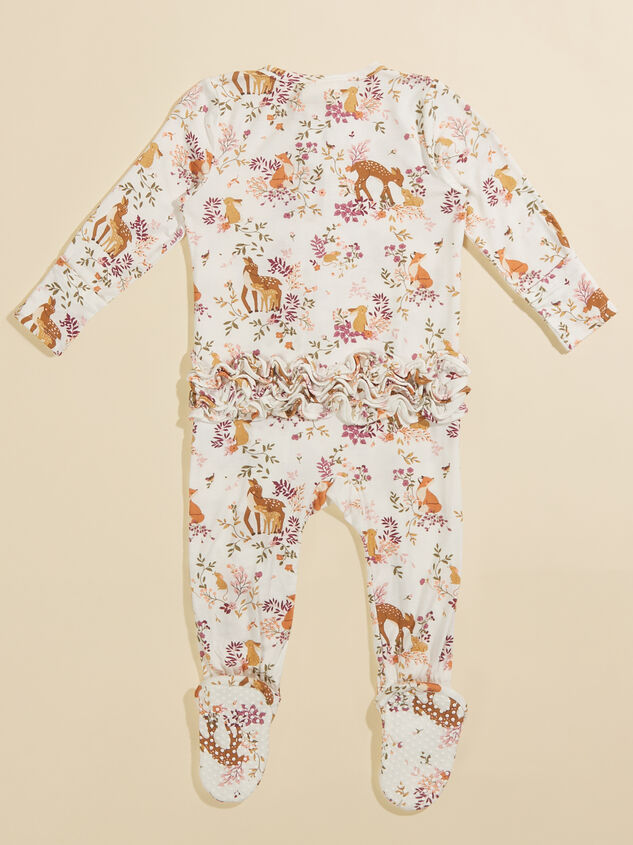 Floral Woodland Ruffle Footie Detail 2 - TULLABEE