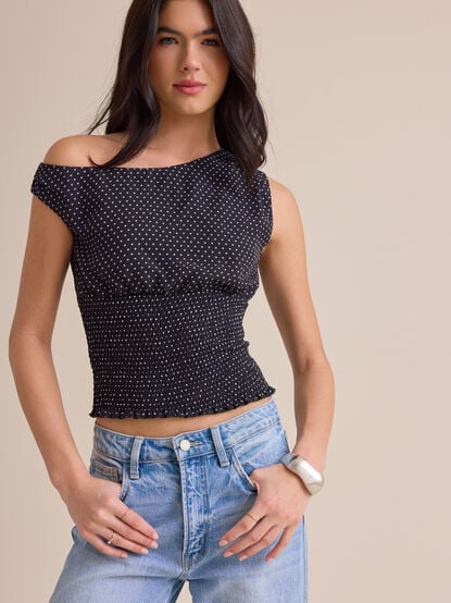 Ayla Asymmetrical Dot Top - TULLABEE