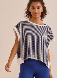 In Motion Striped Circle Back Tee Detail 2 - TULLABEE