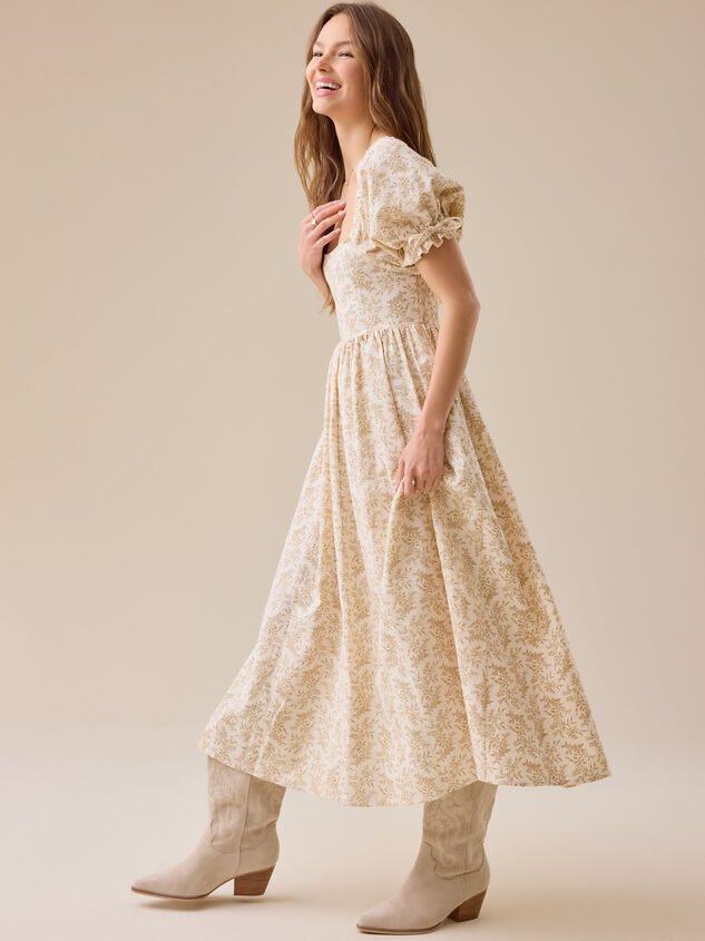 Hettie Puff Sleeve Mama Midi Dress Detail 3 - TULLABEE