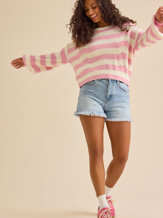 Mirabelle Striped Pointelle Sweater Detail 2 - TULLABEE